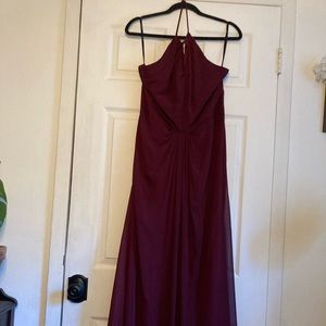 Bill Levkoff wine colored bridesmaid dress
